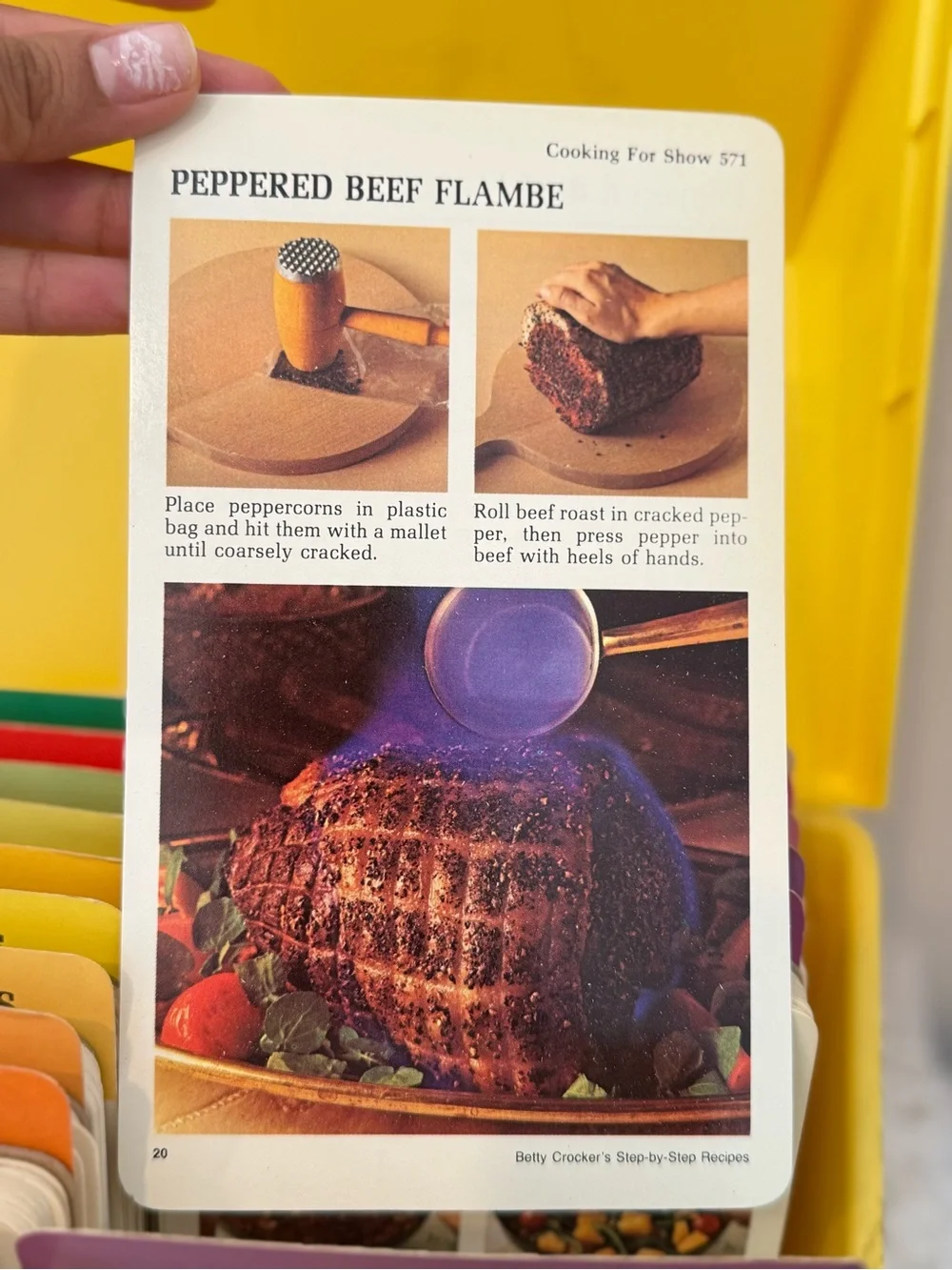 Vintage Betty Crocker Step by Step Recipe Card Collection in Yellow Box